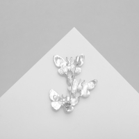 Брошь &laquo;Бабочки&raquo; трио, цвет матовое серебро