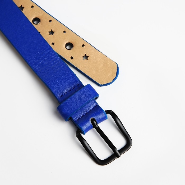 Ремень детский, ширина 2.2 см, люверсы, пряжка металл, цвет синий