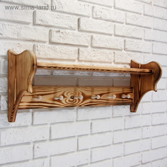 Полка вешалка большая, обожжённая, 6 крючков, 72×23×17 см Полка вешалка большая, обожжённая, 6 крючков, 72×23×17 см