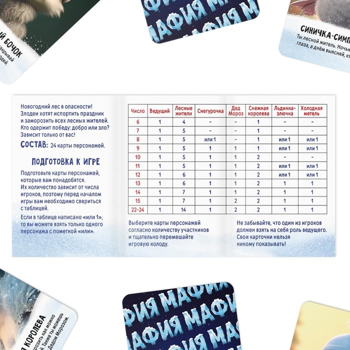 Новогодняя настольная детективная игра &laquo;Новый год: Мафия&raquo;, 24 карты, 10+