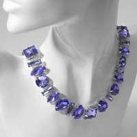 Колье &laquo;Драгоценность&raquo; геометрия, цвет сиреневый в серебре, 32 см