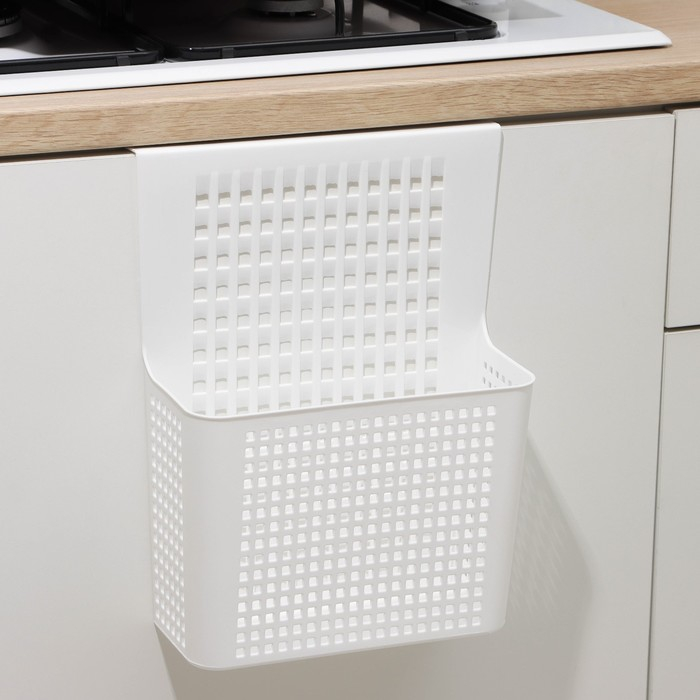 Корзина для хранения навесная на дверцу &laquo;Лофт&raquo;, 24,5&times;9,5&times;31,5 см, цвет белый