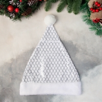 Колпак новогодний "Сетка сияние" 30х38 см, бело-серебристый Колпак новогодний "Сетка сияние" 30х38 см, бело-серебристый