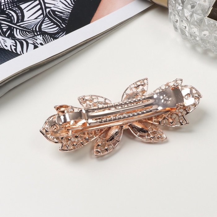 Заколка-автомат для волос "Амелия" цветочный бант, 8,5 см, золото