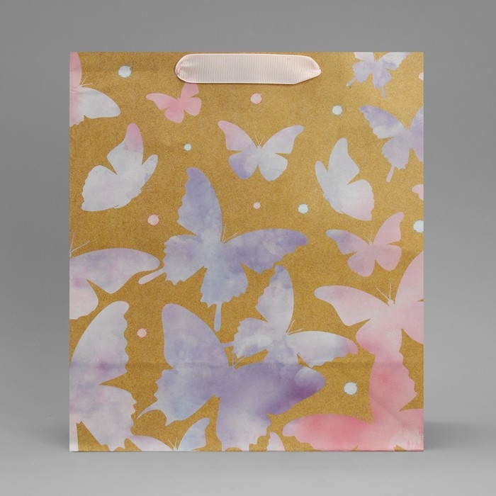 Пакет подарочный крафтовый вертикальный, упаковка, &laquo;Акварельный&raquo;, ML 23 х 27 х 11,5 см