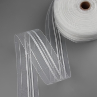 Шторная лента классическая, органза, 6 см, 50 &plusmn; 1 м, цвет прозрачный/белый