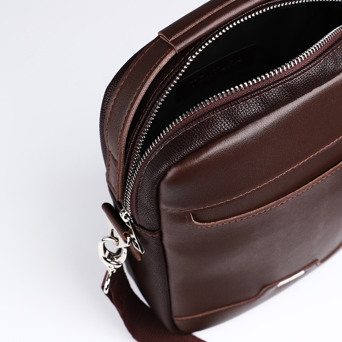 Сумка мужская через плечо TEXTURA, искусственная кожа, цвет коричневый