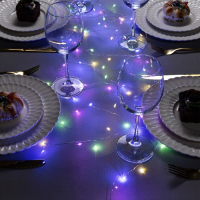 Гирлянда &laquo;Мишура&raquo; 5 м роса, IP20, серебристая нить, 100 LED, свечение мульти, USB