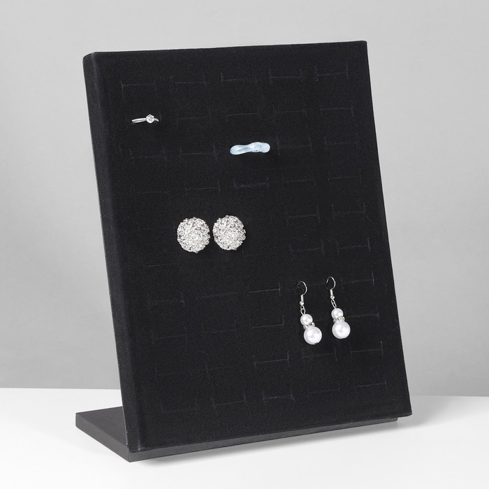 Подставка под кольца 50 мест, флок, цвет чёрный 20&times;9,7&times;24 см