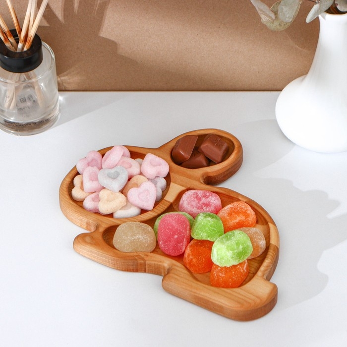 Пасхальный набор Adelica, менажница заяц, подставка для яиц 8 ячеек, d=20&times;1,8 см, термонаклейки 7 шт, берёза