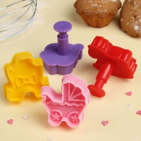 Набор плунжеров кондитерских Доляна &laquo;Малышок&raquo;, 4 шт, 5&times;5 см, цвет МИКС