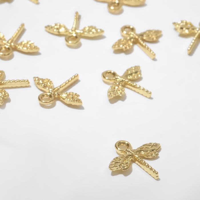 Подвеска &laquo;Стрекоза&raquo;, набор 10 шт., цвет золото
