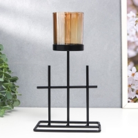 Подсвечник металл, стекло на 1 свечу "Аркана" d-5 см, чёрный 8,4х12,8х22,5 см Подсвечник металл, стекло на 1 свечу "Аркана" d-5 см, чёрный 8,4х12,8х22,5 см