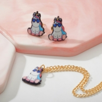 Набор детский &laquo;Выбражулька&raquo; 2 предмета: пусеты, кулон, единорог в очках, цветной