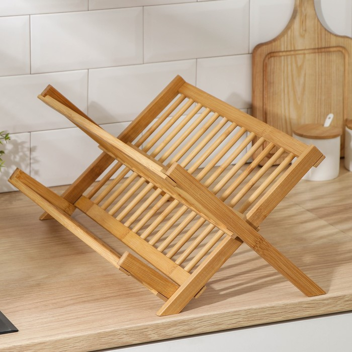 Сушилка для посуды Доляна &laquo;Бамбуковый лес&raquo;, 2 яруса, 47&times;30 см, бамбук