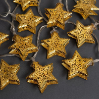 Гирлянда &laquo;Нить&raquo; 4 м с насадками &laquo;Звёздочка&raquo;, IP20, прозрачная нить, 20 LED, свечение тёплое белое, 8 режимов, 220 В