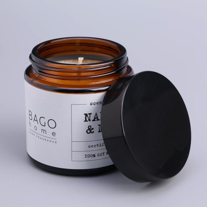 Свеча ароматическая в банке "Мята и апельсин", совый воск, 88 г