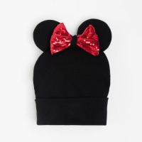 Двухслойная шапка &laquo;Мышка&raquo;, цвет чёрный/красный бант, размер 50-54