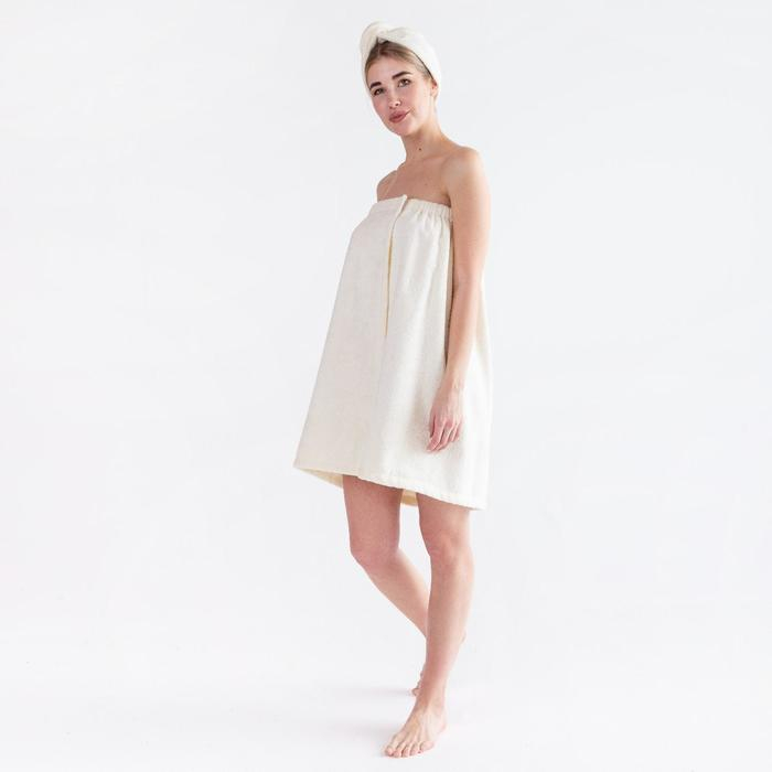 Набор для сауны &laquo;Экономь и Я&raquo; парео 68х150 см+чалма, цвет молочный, 340 г/м2