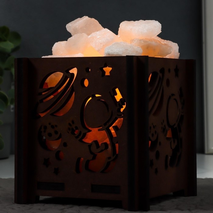 Соляной светильник Соляной светильник "Космонавт" E14 15Вт диммер бел. соль 1,8 кг 12х12х15 см