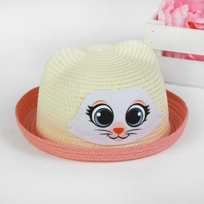 Панама детская соломенная для девочки &laquo;Кисуля&raquo;, р-р 54, 2-5 лет