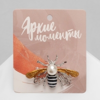 Брошь &laquo;Пчела&raquo; крупная, цвет чёрно-белый в серебре