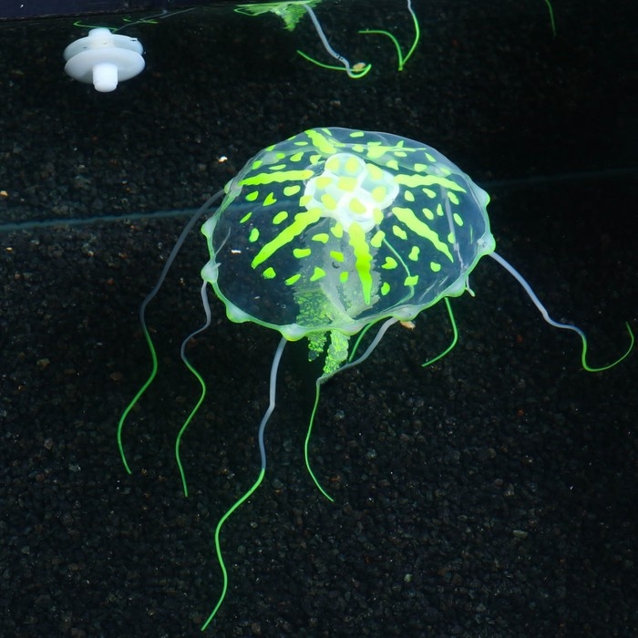 Декор для аквариума Декор для аквариума "Медуза" силиконовая, флуоресцентная, 10 х 10 х 20,5 см, желтая