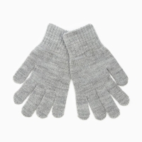 Перчатки одинарные детские, цвет светло-серый, размер 16 (9-12 лет)