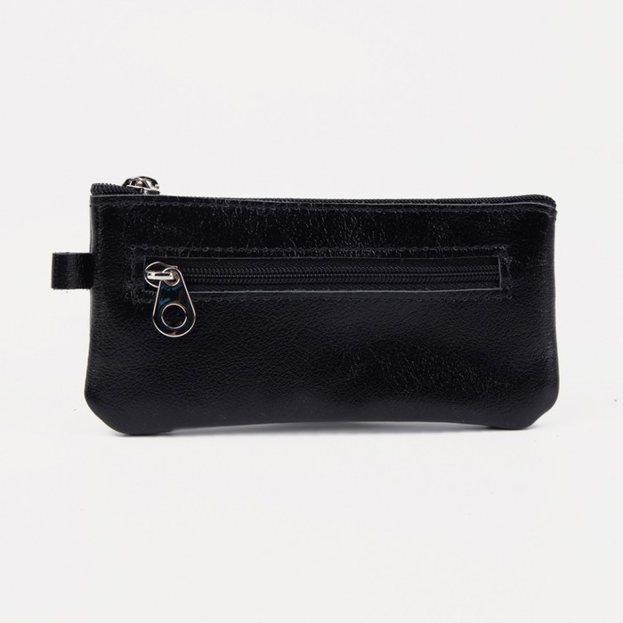 Ключница на молнии, длина 13,5 см, 2 кольца, цвет чёрный Ключница на молнии, длина 13,5 см, 2 кольца, цвет чёрный