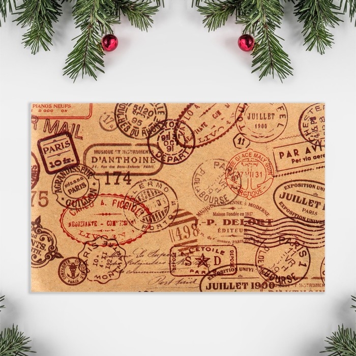 Открытка деревянная Открытка деревянная "С Рожеством и Новым Годом!" олени 8,2 х 11,5