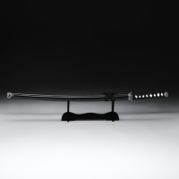 Сувенирное оружие "Катана Хизока" 100 см, клинок 60 см, чёрная, на подставке