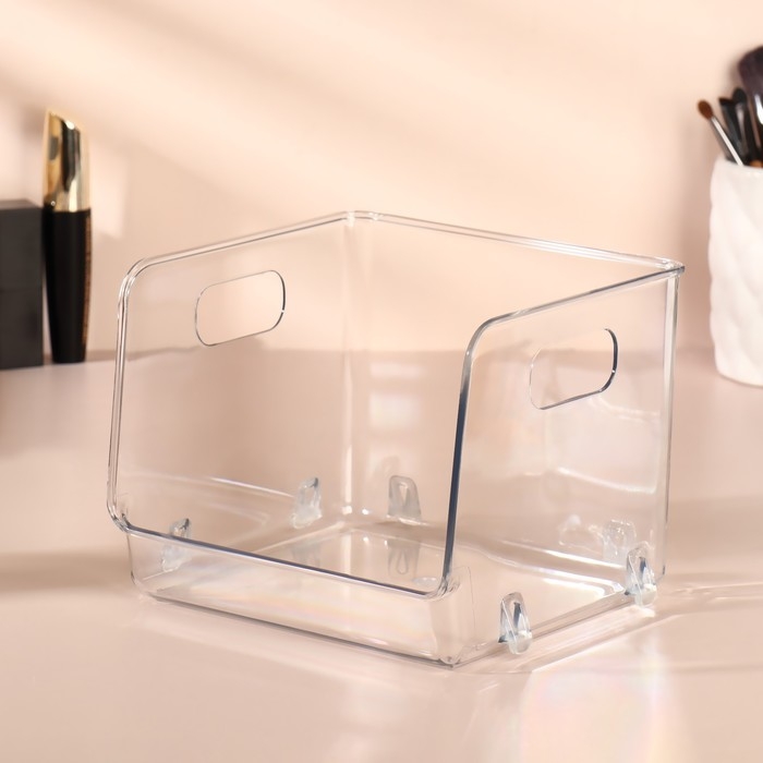 Органайзер для хранения, с ручками, 1 секция, 16,5 &times; 15 &times; 13 см, цвет прозрачный