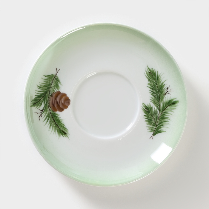 Чайная пара фарфоровая &laquo;Кедровая ветка&raquo;, 350 мл