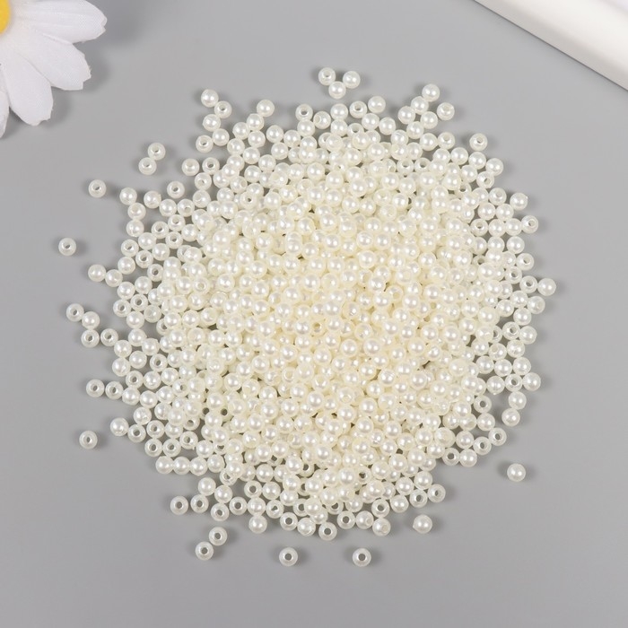 Набор бусин Набор бусин "Жемчуг" d 4 мм, 250 гр, молочный