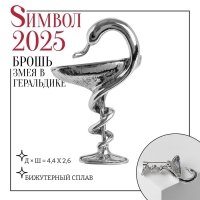 Брошь «Змея в геральдике» знак, цвет чернёное серебро Брошь «Змея в геральдике» знак, цвет чернёное серебро