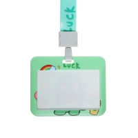 Бейдж горизонтальный 10 х 7,8 см, внутренний размер 5,2 х 8,2 см, лента 42 см, с рисунком Дино