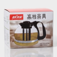 Чайник стеклянный заварочный Доляна &laquo;Иллюзия&raquo;, 1,5 л, с металлическим ситом, цвет чёрный