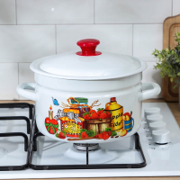 Кастрюля эмалированная цилиндрическая, 3 л, индукция, деколь МИКС Кастрюля эмалированная цилиндрическая, 3 л, индукция, деколь МИКС