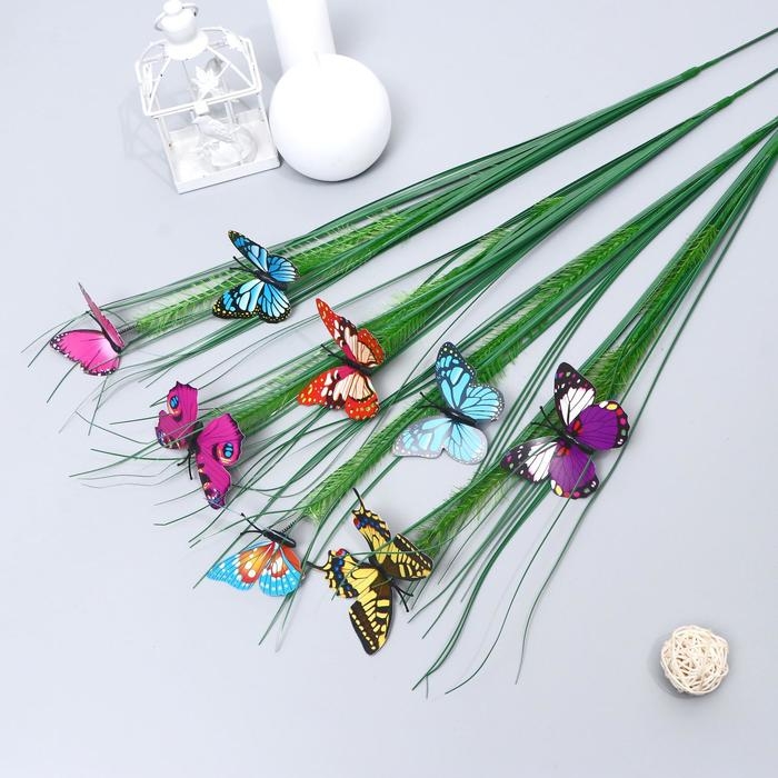 Декор "Травка с бабочками" 64 см, микс