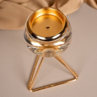 Подсвечник металл, стекло на 1 свечу &laquo;Изысканность&raquo; цвет золото 9.5 х 9.5 х 17 см