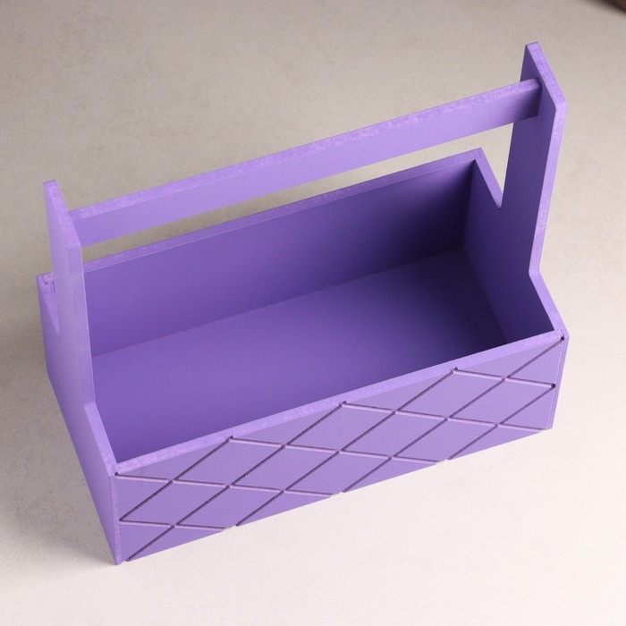 Кашпо деревянное Кашпо деревянное "Эллада большая, сетка", с ручкой, 25×12,5×10(25) см Фиолетовый