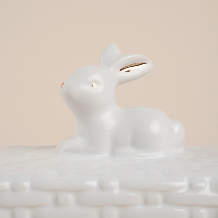 Маслёнка керамическая SL Home &laquo;Лесные кролики&raquo;, 20,5&times;11&times;15,5 см, цвет белый