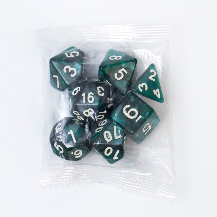 Кости игральные, дайсы "Темный циан" для D&D (Dungeons and Dragons, ДнД), серия: D&D, 7 шт
