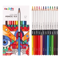 Карандаши 12 цветов, Carioca "Plus", дерево, шестигранные, грифель 4 мм, яркие цвета, премиум качество