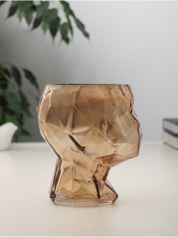 Ваза стекло настольная "Бетти" h-16х13 см, коричневый