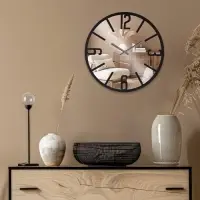 Часы настенные, интерьерные, бесшумные, d-50 см, зеркало, черные