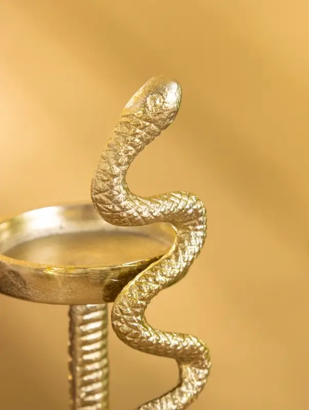 Подсвечник для свечи 8 см "Змея" алюминий 9х9х16 см, цв. золото