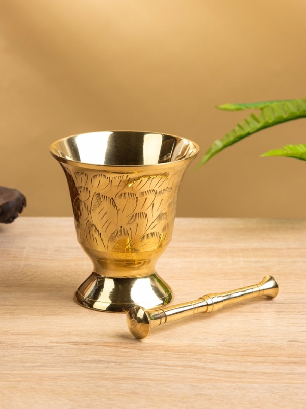 Ступка с пестиком, латунь 9х9х9,5 см