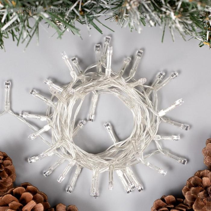 Гирлянда &laquo;Нить&raquo; 4 м, IP20, прозрачная нить, 40 LED, 2 режима, батарейки AAх3 (нет в комплекте), свечение синее