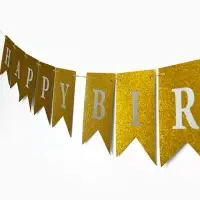Гирлянда "Happy Birthday" золотая
